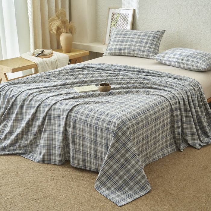 91家纺网 家纺一手货源 找家纺 早晨家纺 2025新款色织纯棉水洗棉床单 温尼-烟兰