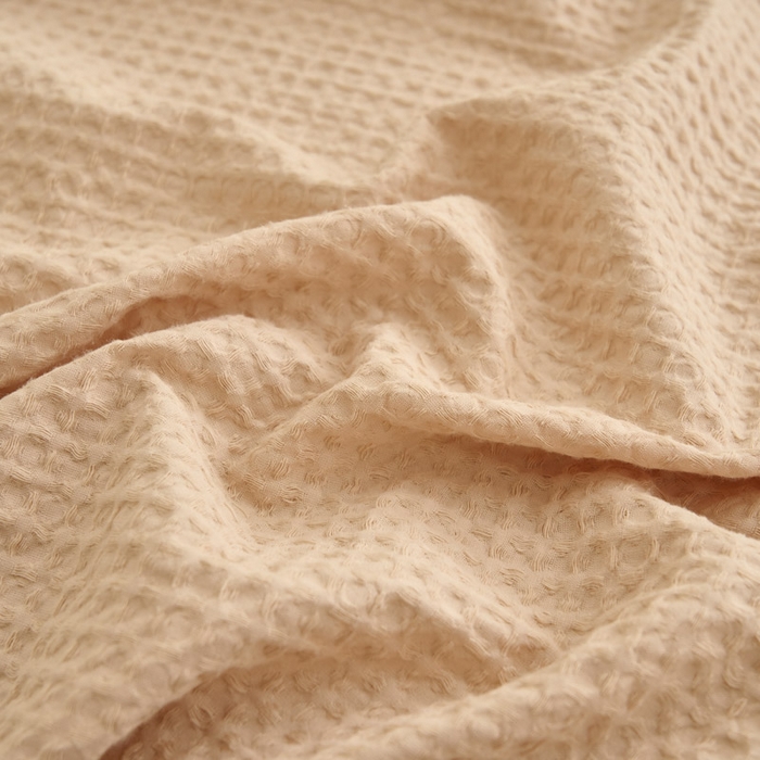 91家纺网 家纺一手货源 找家纺 早晨家纺 2025新款纯棉华夫格床单 纯棉华夫格床单-杏色