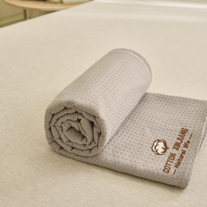 91家纺网 家纺一手货源 找家纺 早晨家纺 2025新款纯棉华夫格床单 纯棉华夫格床单-浅灰