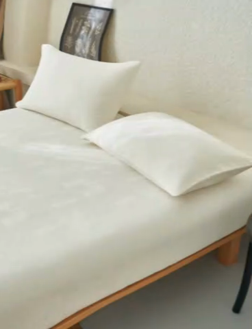 91家纺网 家纺一手货源 找家纺 早晨家纺 2025新款肌理纹纯棉提花床笠 肌理纹床笠-奶昔白