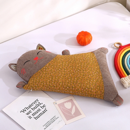 贤内助家纺 2025新款全棉招财猫荞麦枕枕头枕芯护肩枕保健枕 黄色 宽33*长50*高8-10/只