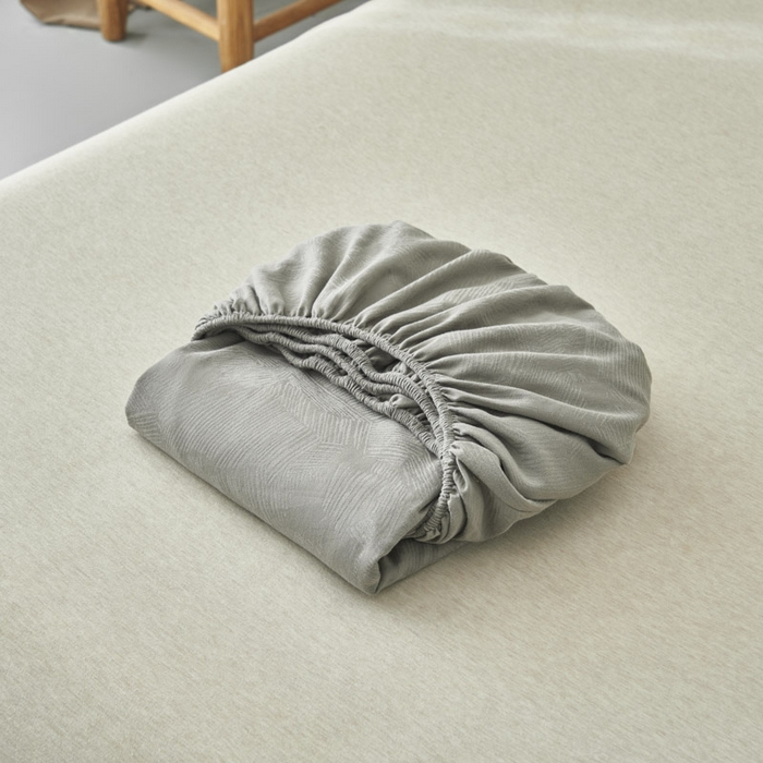 91家纺网 家纺一手货源 找家纺 早晨家纺 2025新款肌理纹纯棉提花床笠 肌理纹床笠-浅灰