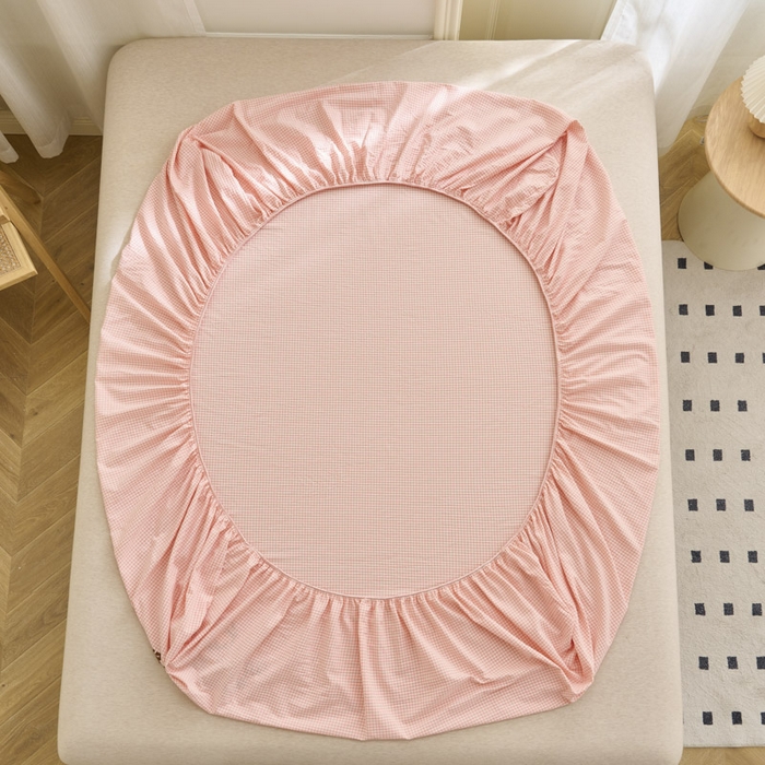 91家纺网 家纺一手货源 找家纺 早晨家纺 2025新款色织纯棉水洗棉毛巾绣床笠 星曜床笠-浅粉