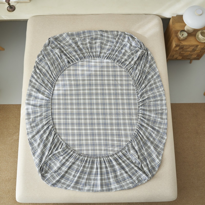 91家纺网 家纺一手货源 找家纺 早晨家纺 2025新款色织纯棉水洗棉床笠 温尼-烟兰