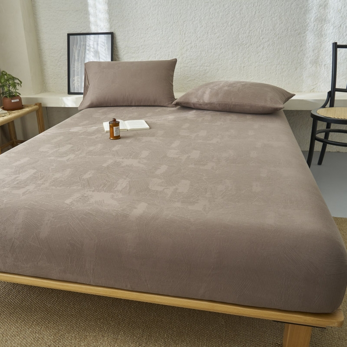 91家纺网 家纺一手货源 找家纺 早晨家纺 2025新款肌理纹纯棉提花床笠 肌理纹床笠-中灰