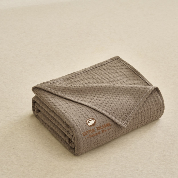 91家纺网 家纺一手货源 找家纺 早晨家纺 2025新款纯棉华夫格床单 纯棉华夫格床单-咖色