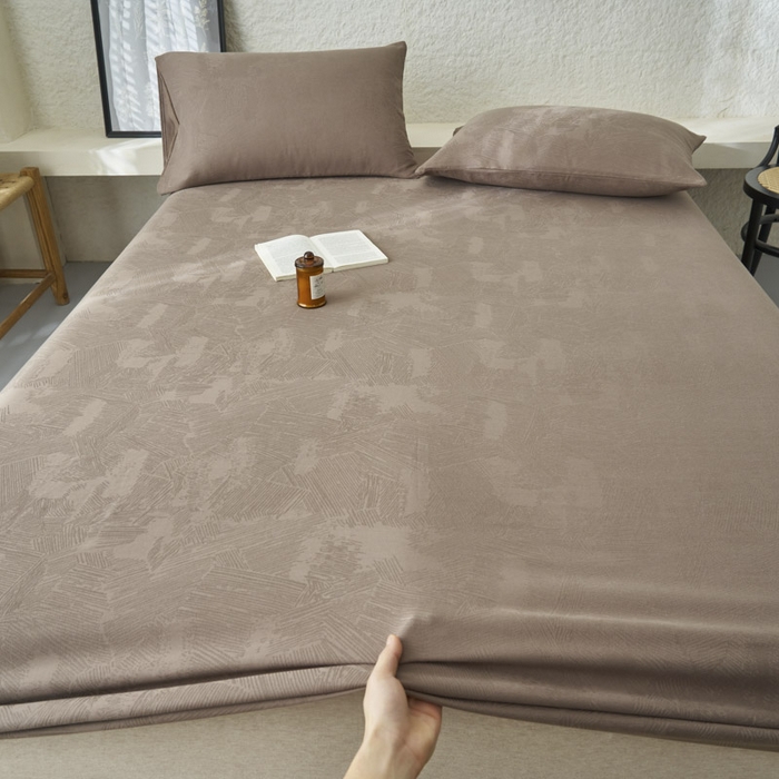 91家纺网 家纺一手货源 找家纺 早晨家纺 2025新款肌理纹纯棉提花床笠 肌理纹床笠-中灰