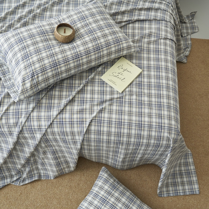 91家纺网 家纺一手货源 找家纺 早晨家纺 2025新款色织纯棉水洗棉床单 温尼-烟兰