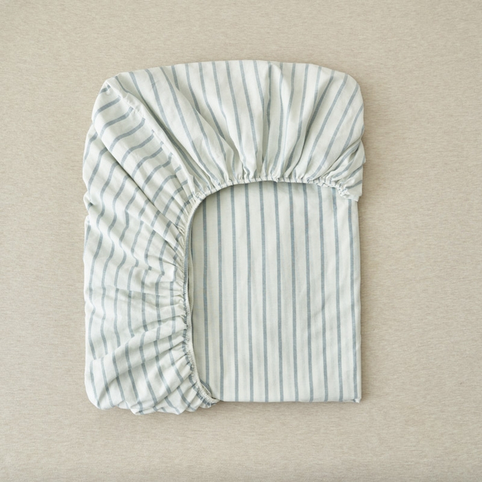 91家纺网 家纺一手货源 找家纺 早晨家纺 2025新款色织纯棉水洗棉床笠 格律时尚-浅兰