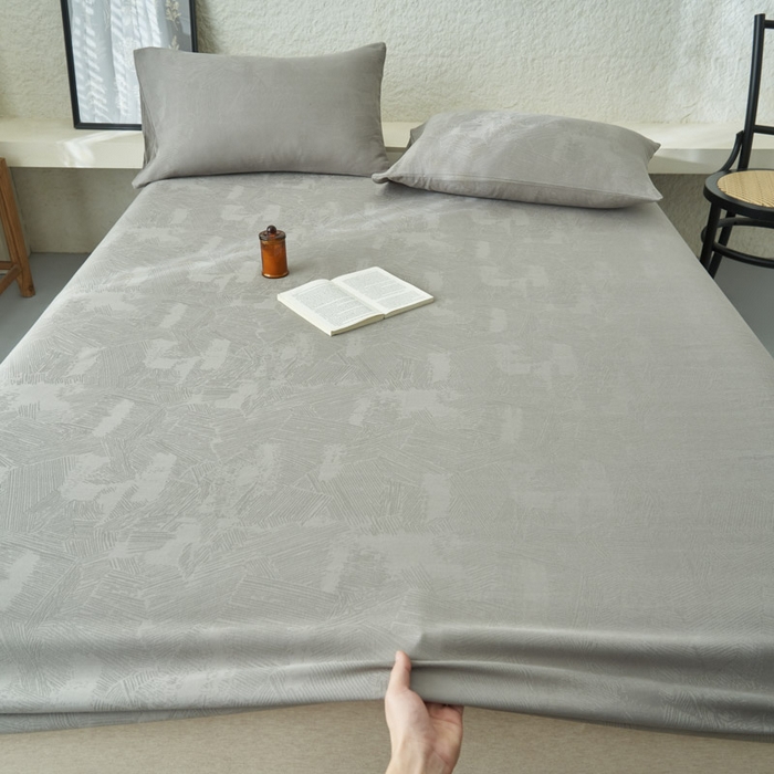 91家纺网 家纺一手货源 找家纺 早晨家纺 2025新款肌理纹纯棉提花床笠 肌理纹床笠-浅灰