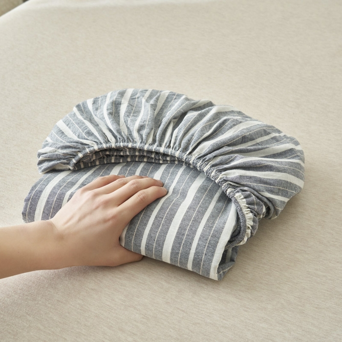 91家纺网 家纺一手货源 找家纺 早晨家纺 2025新款色织纯棉水洗棉床笠 雅诗-灰