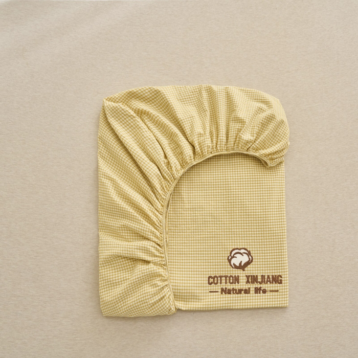 91家纺网 家纺一手货源 找家纺 早晨家纺 2025新款色织纯棉水洗棉毛巾绣床笠 星曜床笠-姜黄