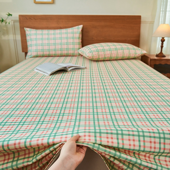 91家纺网 家纺一手货源 找家纺 义博家纺 2025新款纯棉老粗布床单 青年小格