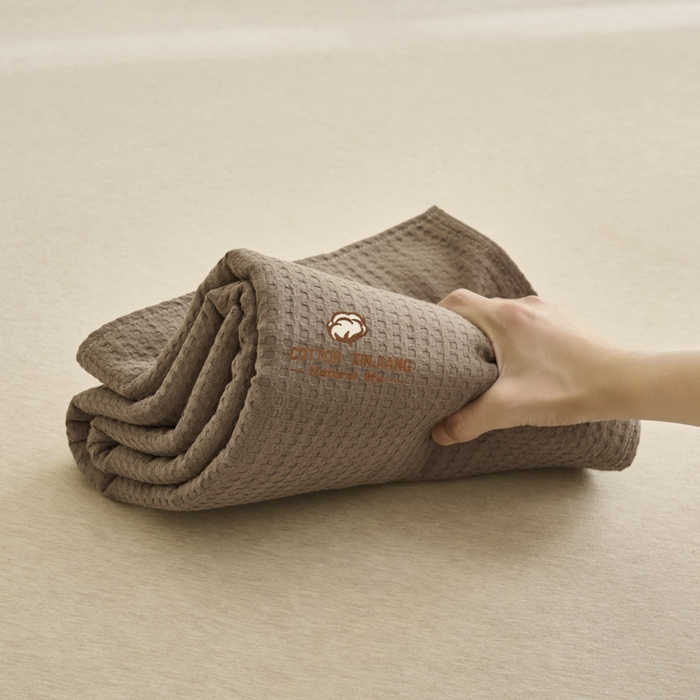 91家纺网 家纺一手货源 找家纺 早晨家纺 2025新款纯棉华夫格床单 纯棉华夫格床单-咖色