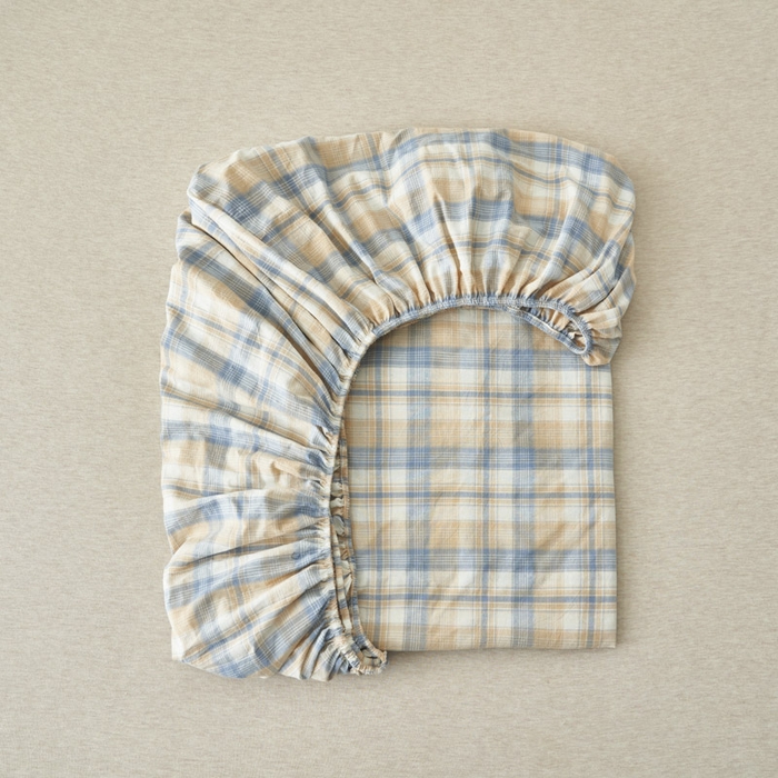 91家纺网 家纺一手货源 找家纺 早晨家纺 2025新款色织纯棉水洗棉床笠 云舒-咖