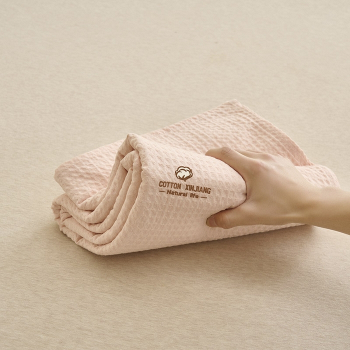 91家纺网 家纺一手货源 找家纺 早晨家纺 2025新款纯棉华夫格床单 纯棉华夫格床单-玉色