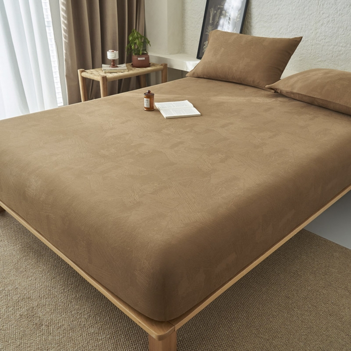 91家纺网 家纺一手货源 找家纺 早晨家纺 2025新款肌理纹纯棉提花床笠 肌理纹床笠-棕色