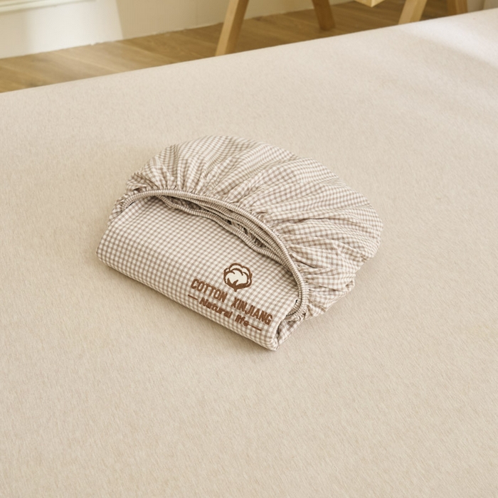 91家纺网 家纺一手货源 找家纺 早晨家纺 2025新款色织纯棉水洗棉毛巾绣床笠 星曜床笠-米咖