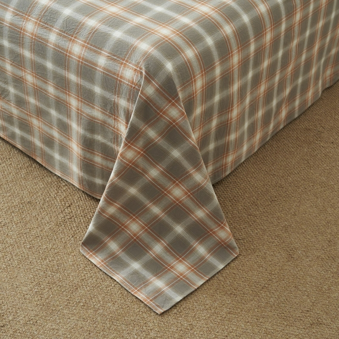 91家纺网 家纺一手货源 找家纺 早晨家纺 2025新款色织纯棉水洗棉床单 洛卡-灰