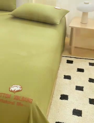 91家纺网 家纺一手货源 找家纺 早晨家纺 2025新款纯棉华夫格床单 纯棉华夫格床单-橄榄绿