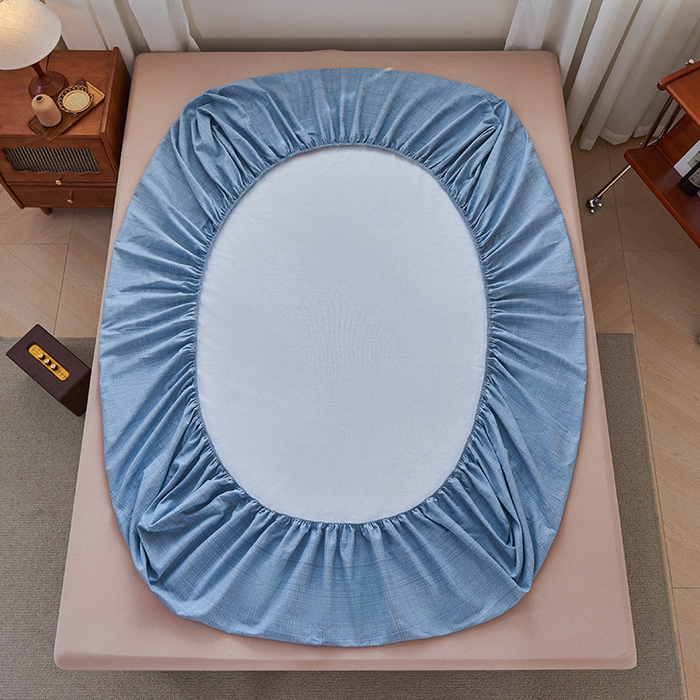 91家纺网 家纺一手货源 找家纺 义博家纺 2025新款纯棉老粗布床笠 海军蓝