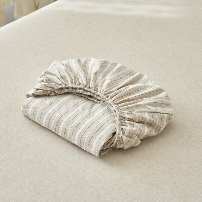 91家纺网 家纺一手货源 找家纺 早晨家纺 2025新款色织纯棉水洗棉床笠 雅诗-咖