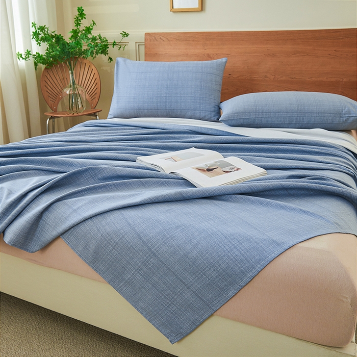 91家纺网 家纺一手货源 找家纺 义博家纺 2025新款纯棉老粗布床单 海军蓝