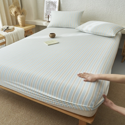 91家纺网 家纺一手货源 找家纺 （总）早晨家纺 2025新款色织纯棉水洗棉床笠