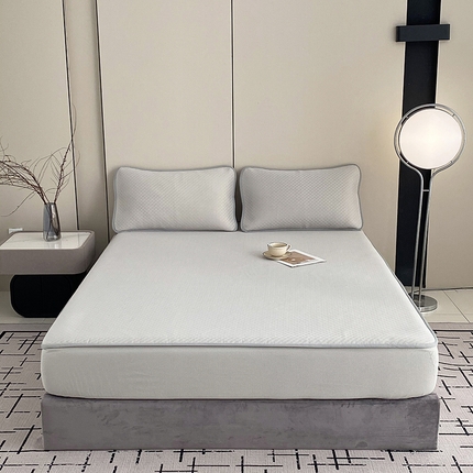 91家纺网 家纺一手货源 找家纺 （总）凌云家纺 2025新款100%锦纶凉席床笠款可水洗冰丝席三明治软席