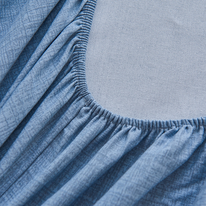 91家纺网 家纺一手货源 找家纺 义博家纺 2025新款纯棉老粗布床笠 海军蓝