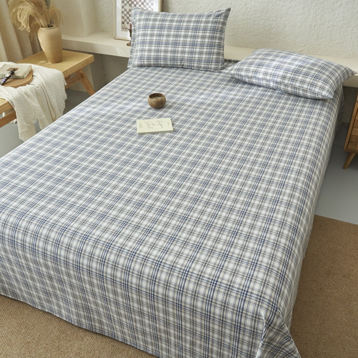 91家纺网 家纺一手货源 找家纺 早晨家纺 2025新款色织纯棉水洗棉床单 温尼-烟兰