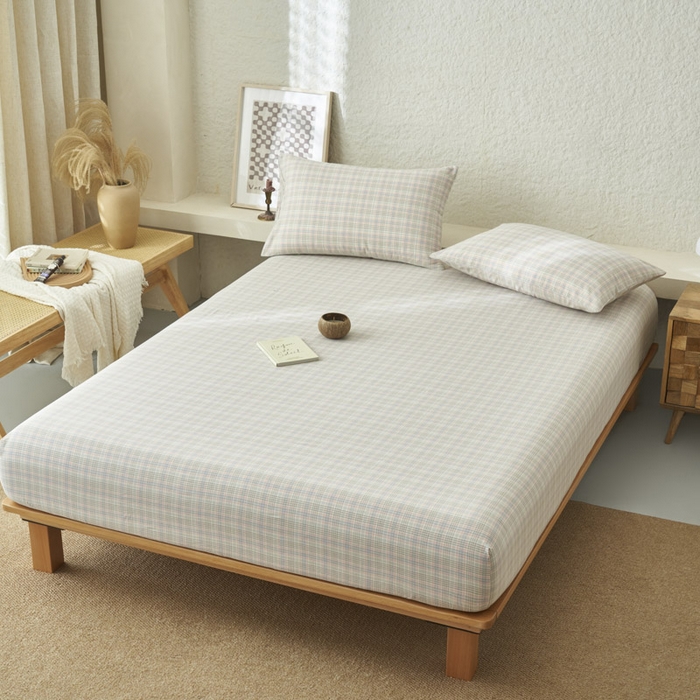 91家纺网 家纺一手货源 找家纺 （总）早晨家纺 2025新款色织纯棉水洗棉床笠