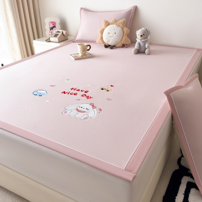 91家纺网 家纺一手货源 找家纺 九花鹿 2025新款凉感PE卡通冰丝席-凉席款 派对小兔