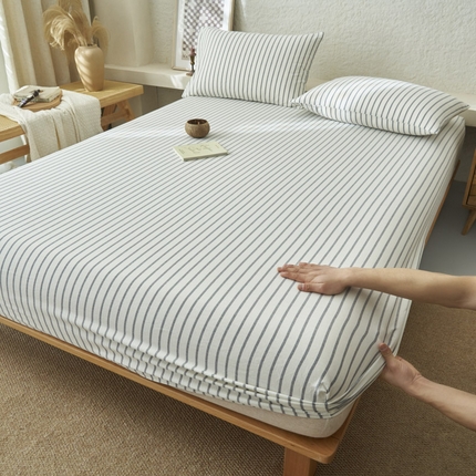 91家纺网 家纺一手货源 找家纺 （总）早晨家纺 2025新款色织纯棉水洗棉床笠