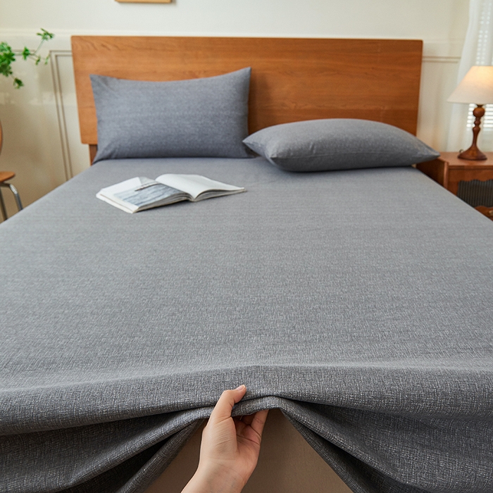 91家纺网 家纺一手货源 找家纺 义博家纺 2025新款纯棉老粗布床单 碳素灰