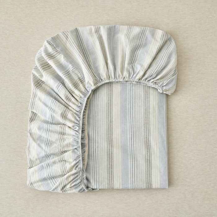 91家纺网 家纺一手货源 找家纺 早晨家纺 2025新款色织纯棉水洗棉床笠 凯西亚-蓝