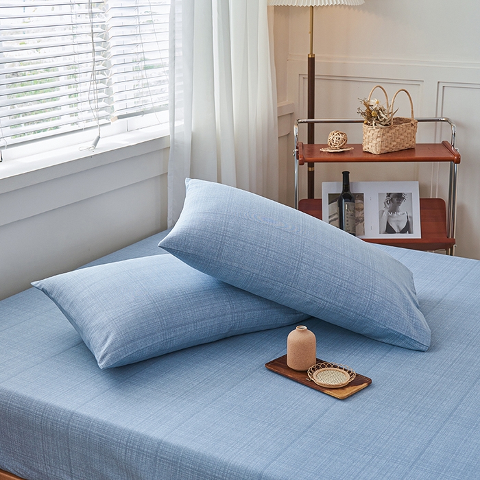 91家纺网 家纺一手货源 找家纺 义博家纺 2025新款纯棉老粗布床笠 海军蓝