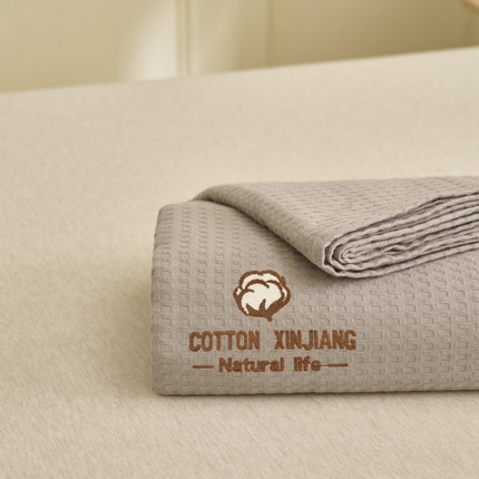 91家纺网 家纺一手货源 找家纺 早晨家纺 2025新款纯棉华夫格床单 纯棉华夫格床单-浅灰