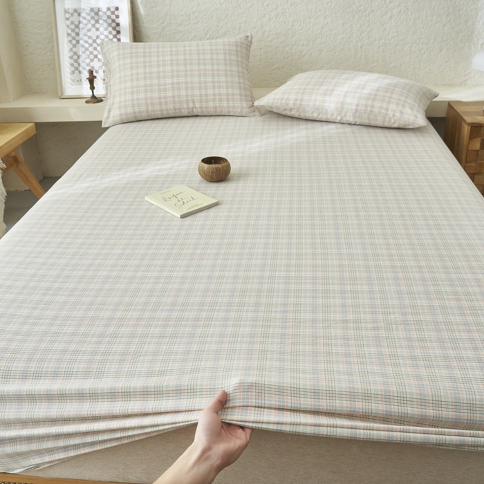 91家纺网 家纺一手货源 找家纺 （总）早晨家纺 2025新款色织纯棉水洗棉床笠