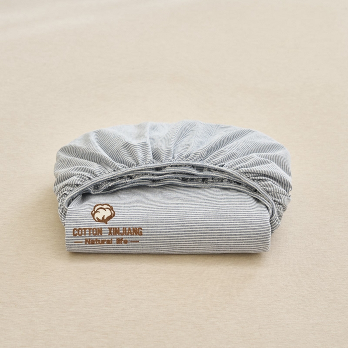 91家纺网 家纺一手货源 找家纺 早晨家纺 2025新款色织纯棉水洗棉毛巾绣床笠 流年床笠-深兰