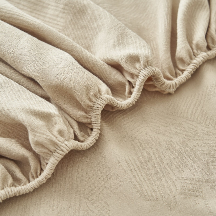 91家纺网 家纺一手货源 找家纺 早晨家纺 2025新款肌理纹纯棉提花床笠 肌理纹床笠-浅驼