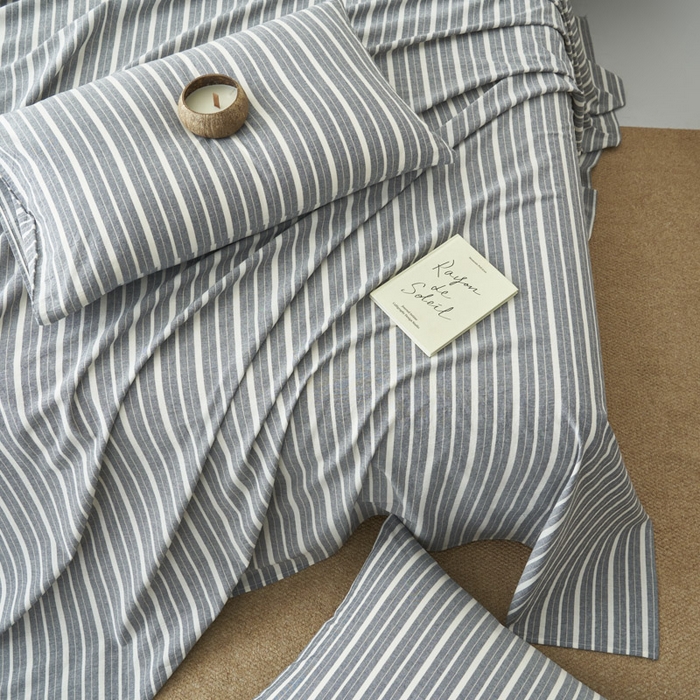 91家纺网 家纺一手货源 找家纺 早晨家纺 2025新款色织纯棉水洗棉床单 雅诗-灰