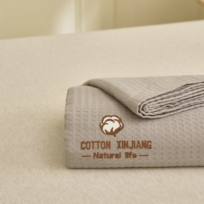 91家纺网 家纺一手货源 找家纺 早晨家纺 2025新款纯棉华夫格床单 纯棉华夫格床单-浅灰