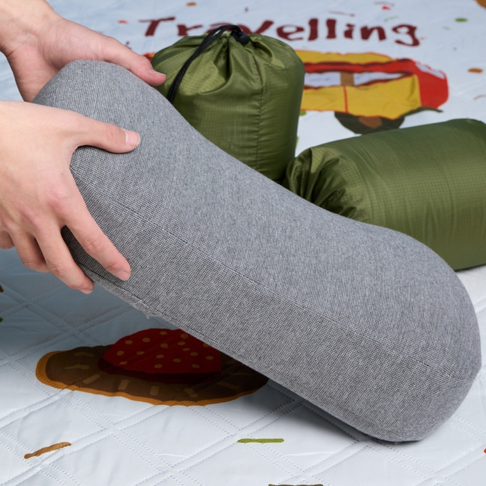 91家纺网 家纺一手货源 找家纺 昕科 2025新款便携记忆棉旅行枕-记忆棉午睡枕旅行出差枕便携小枕头旅游枕头办公司靠枕折叠枕芯 便携小枕头-灰色42x20x9/11cm一只