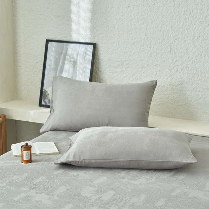 91家纺网 家纺一手货源 找家纺 早晨家纺 2025新款肌理纹纯棉提花床单 肌理纹床单-浅灰