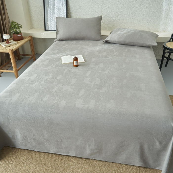 91家纺网 家纺一手货源 找家纺 早晨家纺 2025新款肌理纹纯棉提花床单 肌理纹床单-浅灰