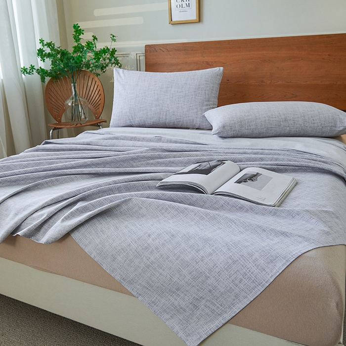 91家纺网 家纺一手货源 找家纺 义博家纺 2025新款纯棉老粗布床单 复古灰