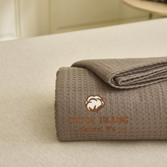 91家纺网 家纺一手货源 找家纺 早晨家纺 2025新款纯棉华夫格床单 纯棉华夫格床单-咖色