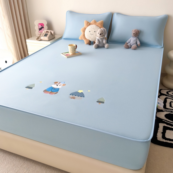 91家纺网 家纺一手货源 找家纺 （总）九花鹿 2025新款凉感PE卡通冰丝席-床笠款