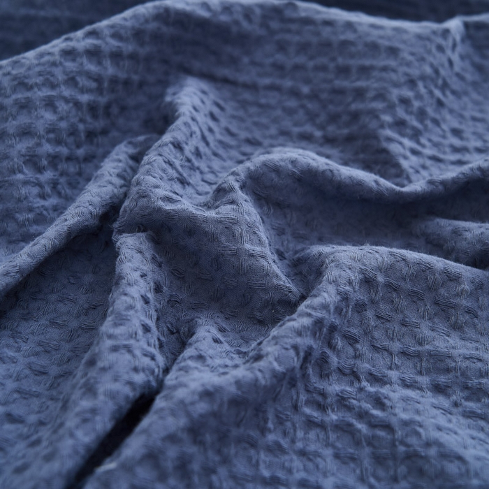 91家纺网 家纺一手货源 找家纺 早晨家纺 2025新款纯棉华夫格床单 纯棉华夫格床单-牛仔蓝